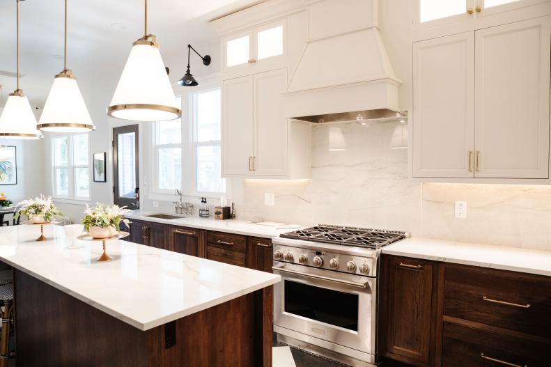 White Kitchen With Dark Brown Cabinets