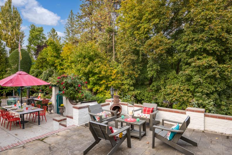 Patios and Red Umbrella