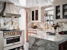 Marble Kitchen With White Stove