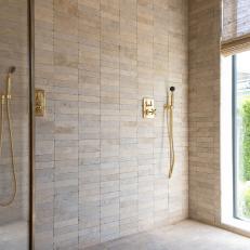 Limestone Cobbles Make for a Cozy Showering Experience
