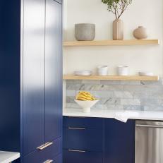 Blue Transitional Kitchen With Bananas