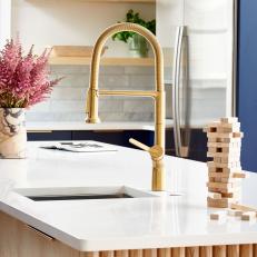 Kitchen Island With Brass Faucet