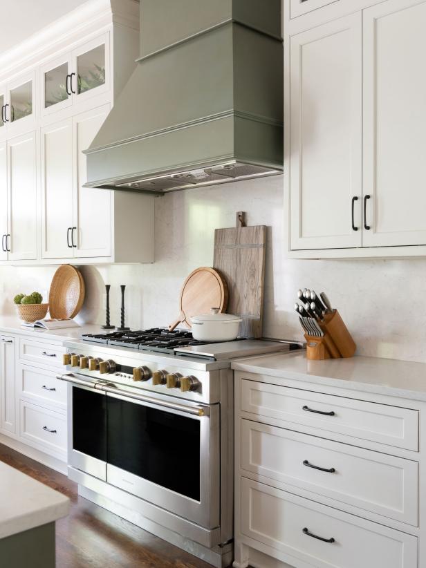 Transitional Green And White Kitchen With Kid-friendly Design Ideas 