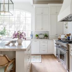 Traditional White Kitchen With Bay Windows