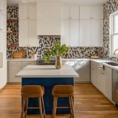 Blue Kitchen With Mosaic Tile