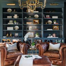Sitting Area With Tufted Leather Club Chairs