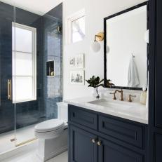 Navy Blue and White Bathroom