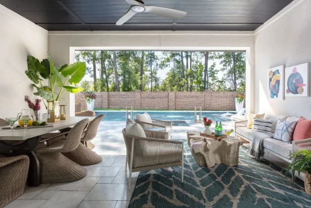 Outdoor Patio With Sofa and Coffee Table