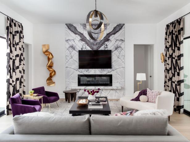 Purple accent shop chairs living room