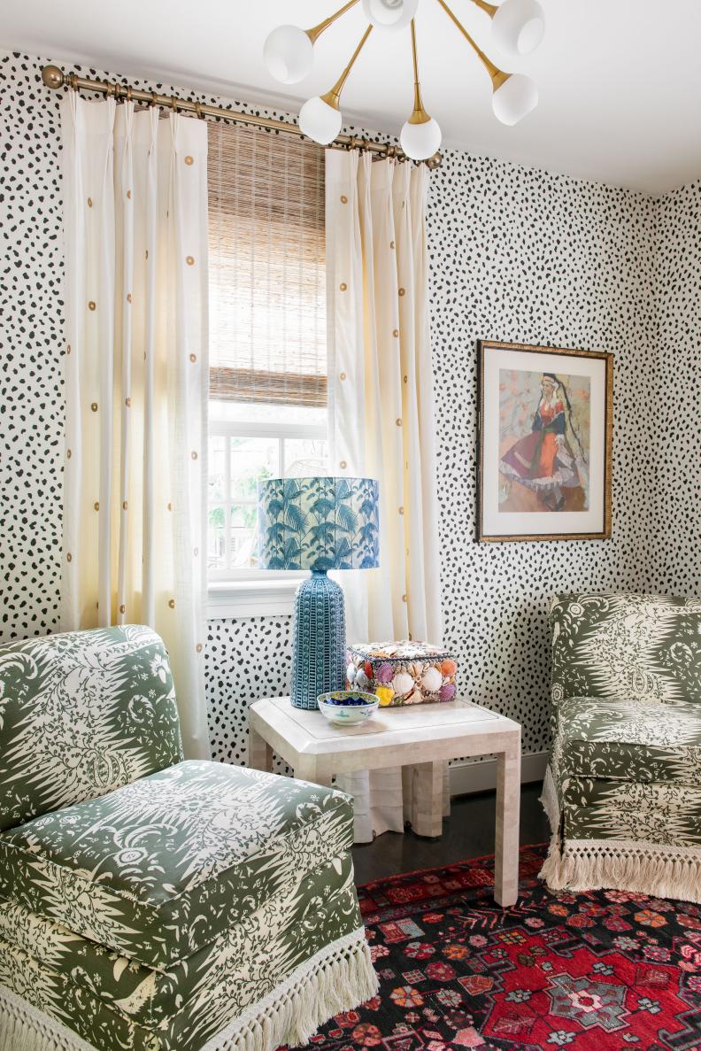 Sitting Area With Dotted Wallpaper