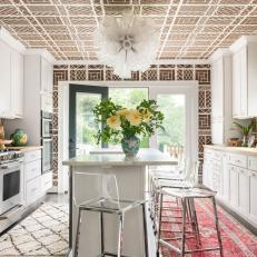 Brown Eclectic Galley Kitchen With Yellow Flowers