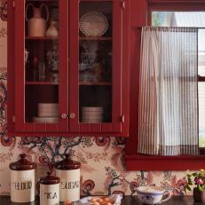 Red Farmhouse Kitchen in a Victorian Home