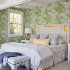 Bedroom Mixes Multiple Pattern and Colors