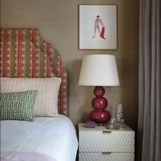 Transitional Bedroom With Red Accents 