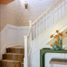 Stairwell With Terra Cotta Painted Ceiling