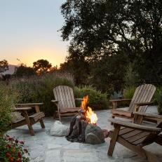 Small Stone Patio With Built In Fire Pit
