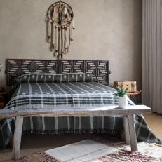 Gray Southwestern Bedroom With Dreamcatcher