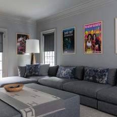 Gray Media Room With TV Posters