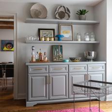 Gray Contemporary Bar With Pink Rug