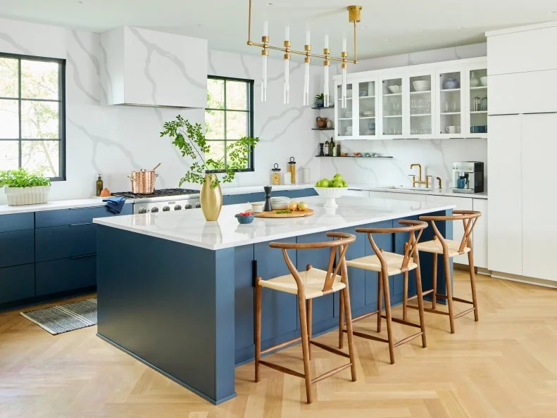 Transitional Blue and White Kitchen