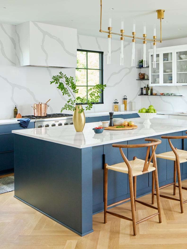 Transitional Blue and White Kitchen