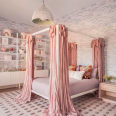 Pink Contemporary Bedroom With Canopy Bed
