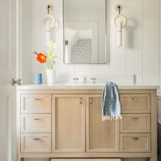 White Bathroom With Pull Out Stool