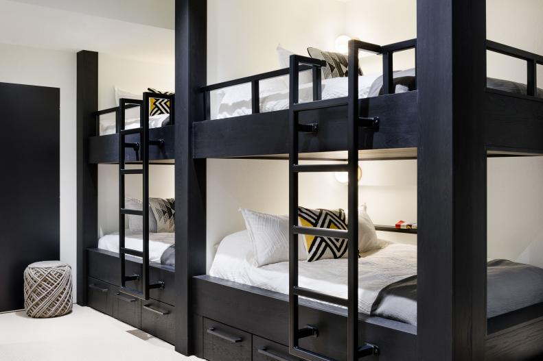 Bedroom With Black Bunk Beds
