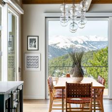 Neutral Midcentury-Modern Dining Room With Amazing Mountain Views