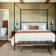 Metal-Framed Canopy Bed in Contemporary Neutral Bedroom