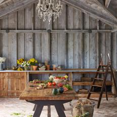 Antique Chandelier Adds Elegance to Rustic Barn