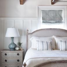 Gray Accents Add Color to White Transitional Bedroom
