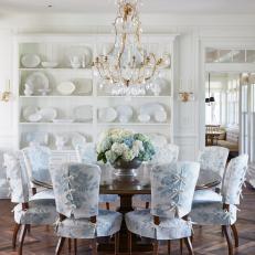 Transitional White Dining Room With French-Country Sensibility