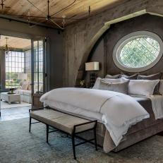 Architectural Details Stand Out in Neutral Transitional Bedroom