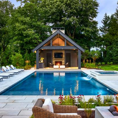 Backyard With Pool and Pool House