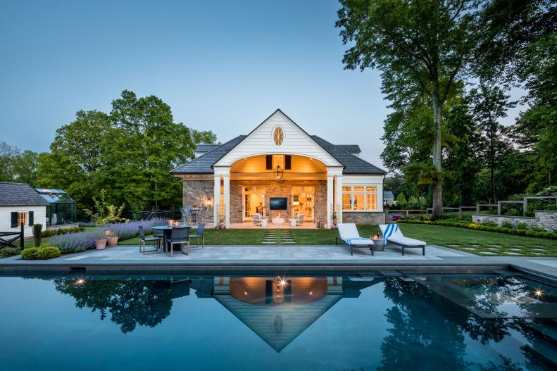 modern farmhouse-style guest home in New Canaan 