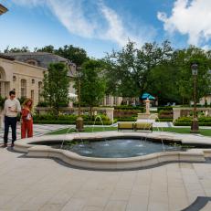 Garden Courtyard With Water Fountain