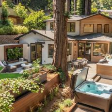 Backyard and Hot Tub in Forest