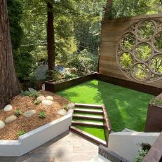 Backyard With Cutout Wood Fence