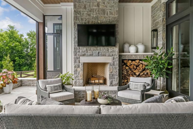 Fireplace In Covered Patio