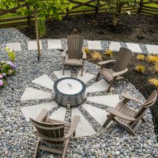 Fire Pit In Gravel With Stone Walkway 