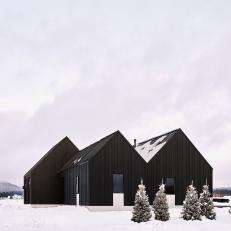 Black Modern Exterior in Snow