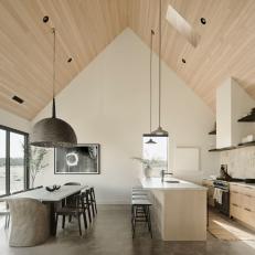 Neutral Modern Kitchen With Oversized Pendant 