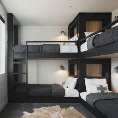 Black and Gray Modern Kids Room With Bunk Beds