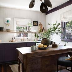 Cottage Kitchen With Purple Cabinets
