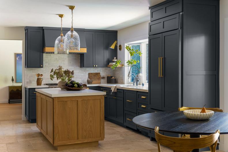 Kitchen With Wood Kitchen Island 