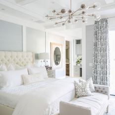 White Contemporary Bedroom With Coffered Ceiling
