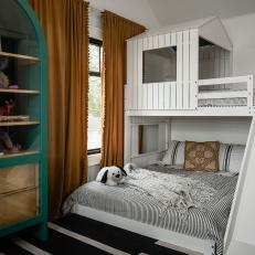 White Transitional Kid’s Bedroom With Custom Bunk Bed