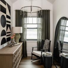 White Transitional Sitting Nook With Black Accents