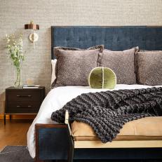 Neutral Contemporary Bedroom With Textured Wallpaper